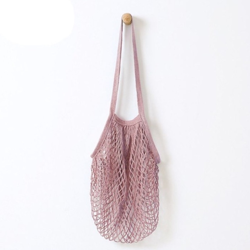 French Market Cotton Open Net Tote Bag Dusty Lilac - Picture 5 of 5